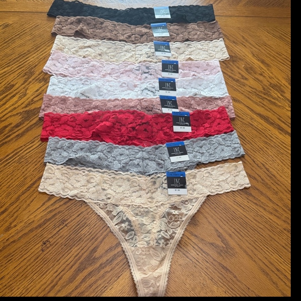 Set of 9 I.N.C.  Lace Thong core panty Underwear Lingerie panty set